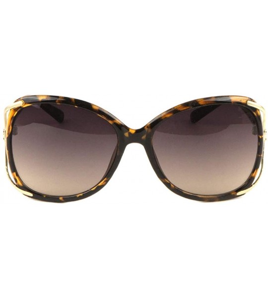 Round Curved Rhinestone Temple Oversized Round Butterfly Sunglasses - Brown Demi - CO197U60H99 $26.85