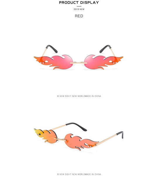 Rimless Womens Mens Fashion Fire Flame Sunglasses Eyewear Luxury Trending Narrow Rimless Wave Sunglasses - Red - CS1922O8074 ...