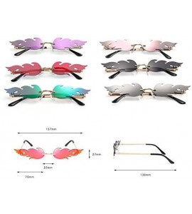 Rimless Womens Mens Fashion Fire Flame Sunglasses Eyewear Luxury Trending Narrow Rimless Wave Sunglasses - Red - CS1922O8074 ...