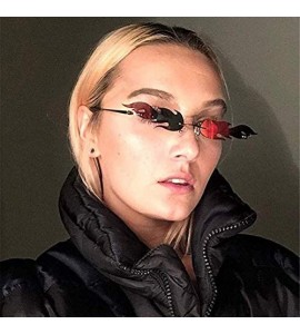 Rimless Womens Mens Fashion Fire Flame Sunglasses Eyewear Luxury Trending Narrow Rimless Wave Sunglasses - Red - CS1922O8074 ...