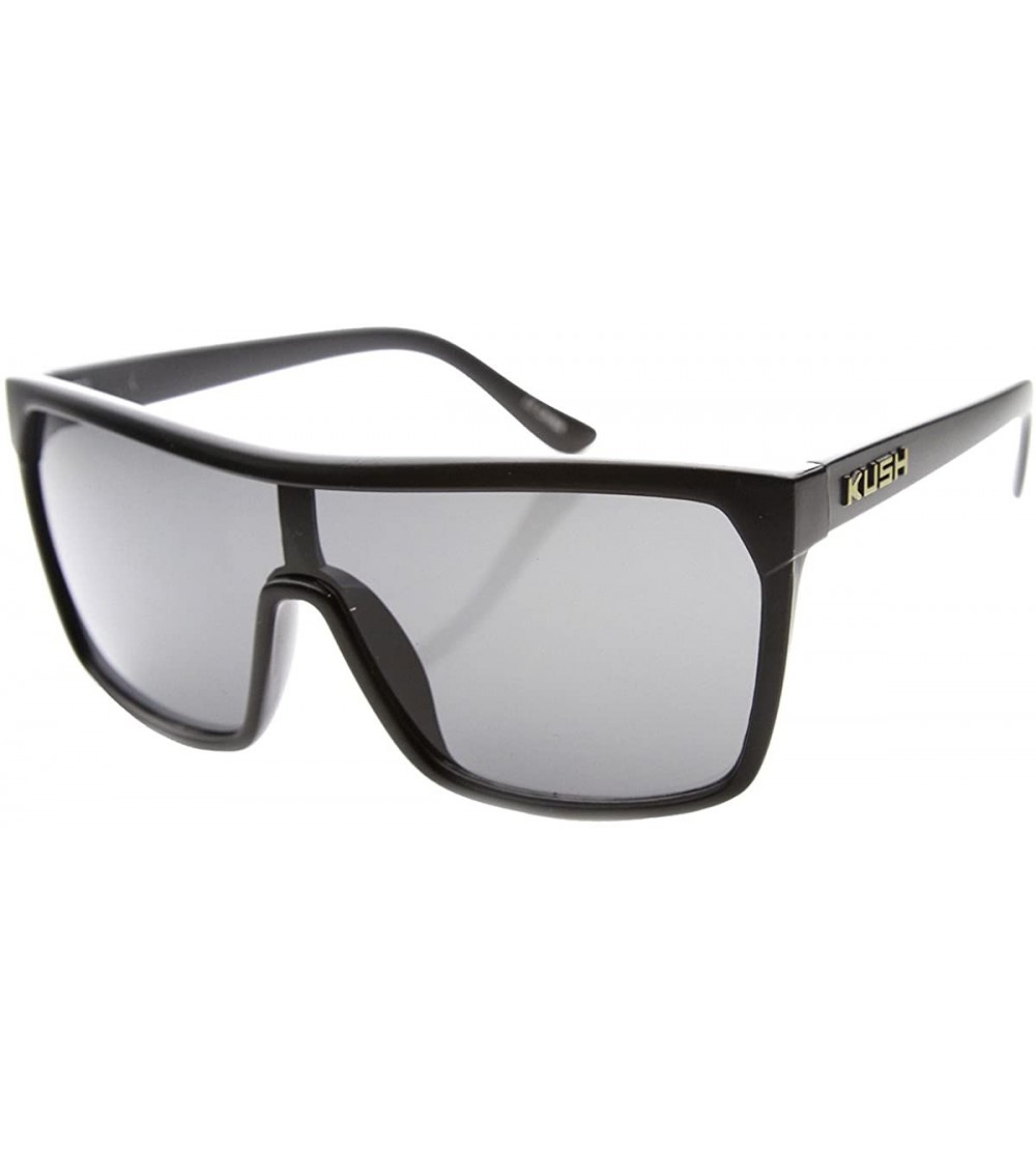 Oversized Large Shield Futuristic Styling Smoke Lens Sunglasses - Black-yellow Smoke - CR11Y9O2EZ9 $18.32