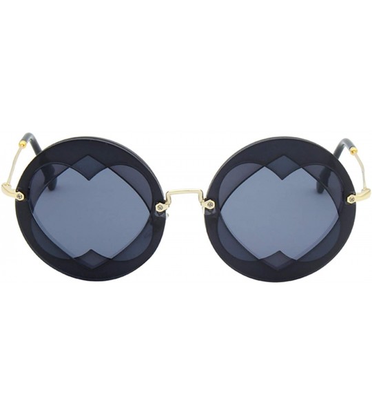 Round Ariana Grande Inspired Two of Hearts Round Metal Sunglasses - Black - C618R2H28QT $45.67