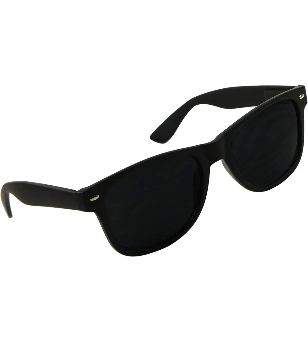 Wayfarer Super Dark Round Sunglasses UV400 Casual Blacked Out 80's Retro Shades - Soft Matte Black Frame - C0195E44XOR $19.95
