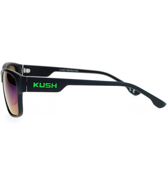 Rectangular Kush Mens Color Mirrored Horn Rim Rectangular Sport Sunglasses - Teal Green - CL12N0DVLNP $18.42