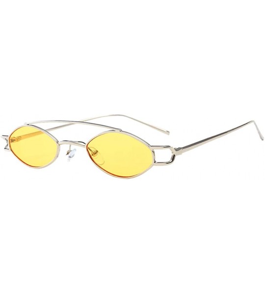 Oval Elliptical Sunglasses Classic Metal Vintage Oval Women Fashion Shade - As Described - CW18ZG430TG $18.56