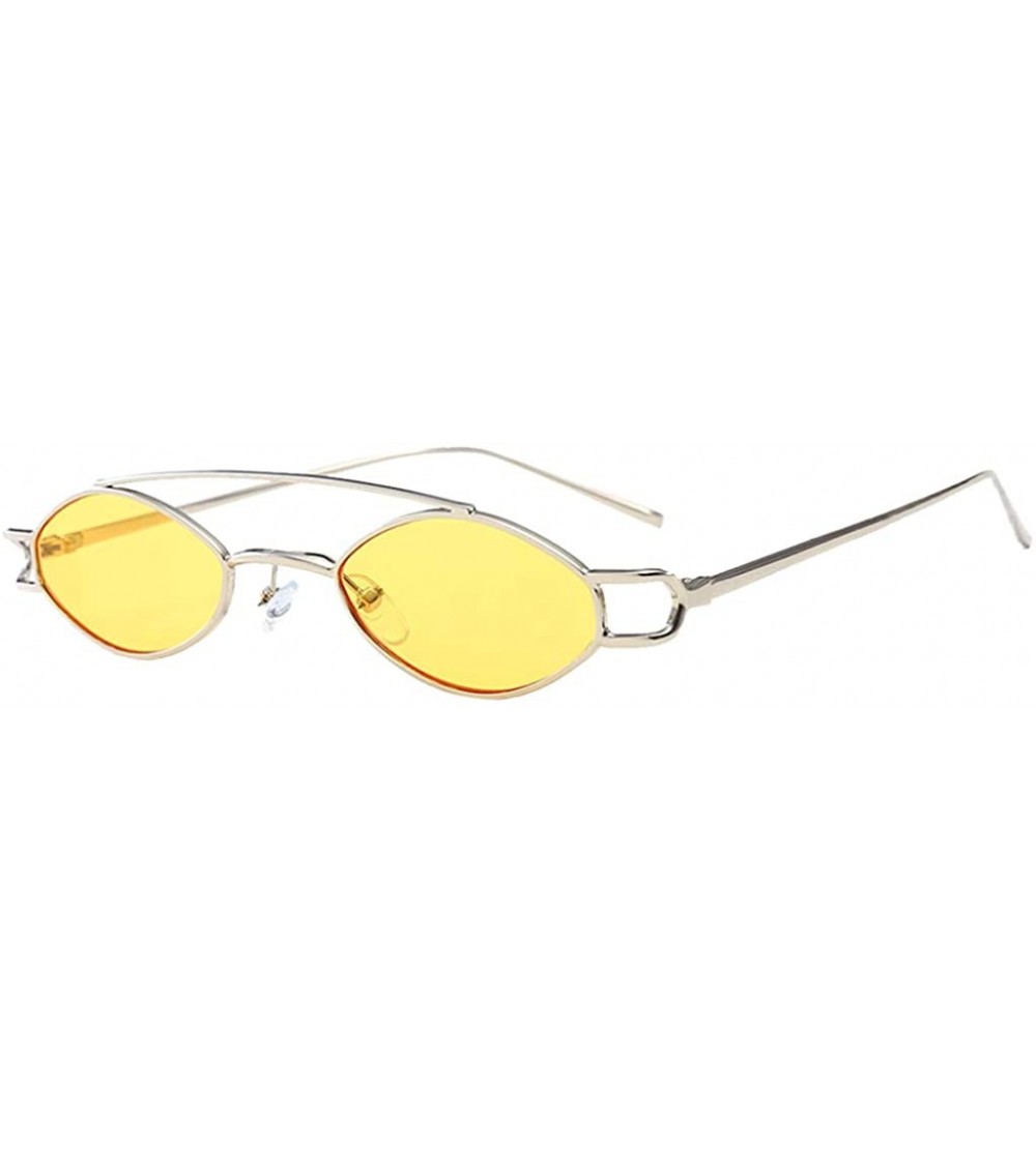 Oval Elliptical Sunglasses Classic Metal Vintage Oval Women Fashion Shade - As Described - CW18ZG430TG $18.56