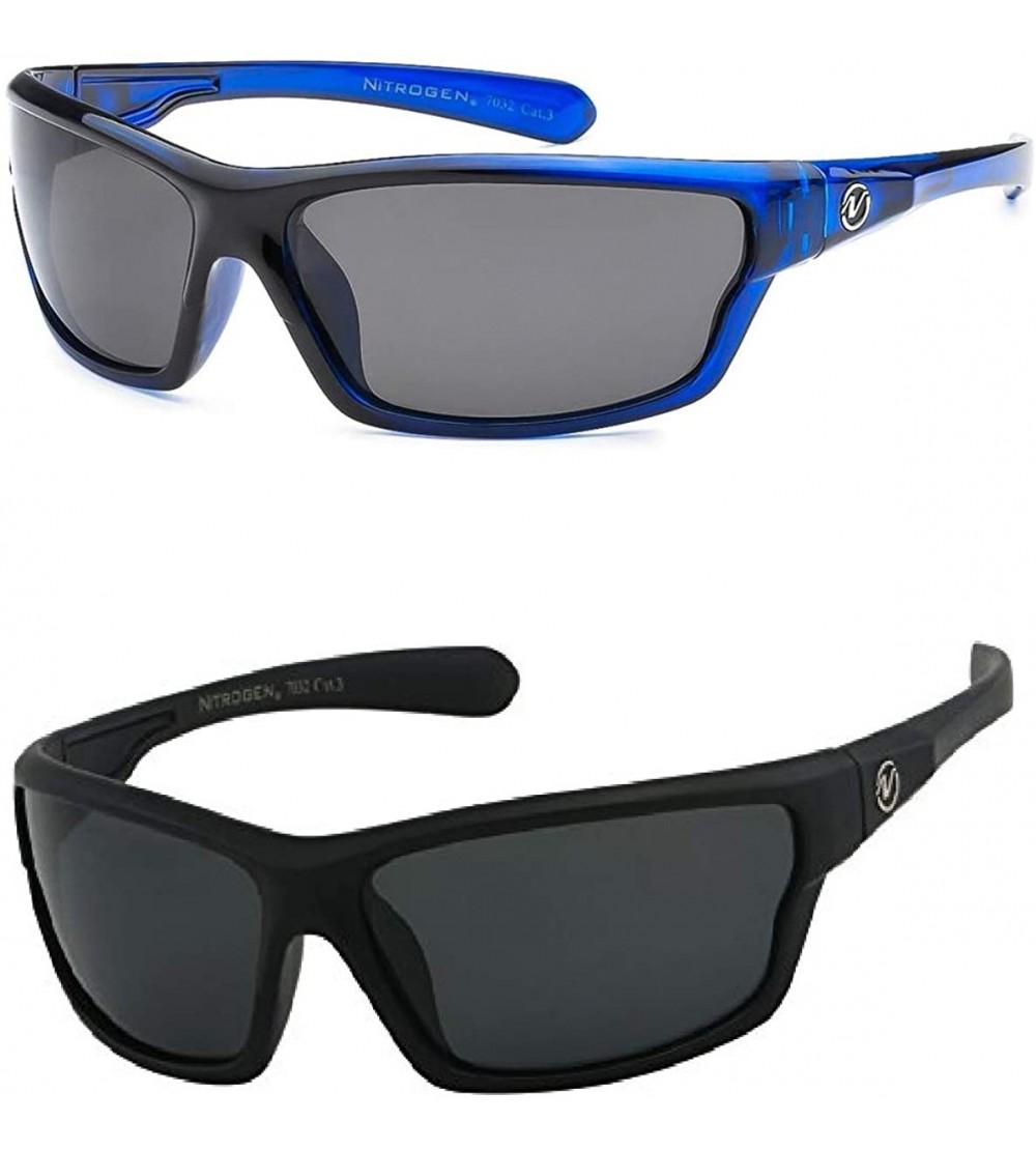 Sport Polarized 2 & 3 Pack Sunglasses - 2 Pack 1- Black Matte & 1- Blue - CG1955RHOD7 $32.23