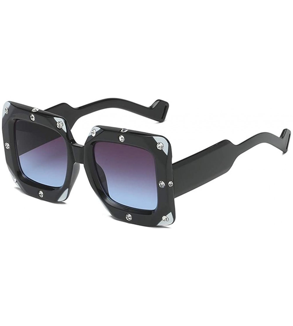 Goggle Fashion Men Women Large Frame Oversize Sunglasses Rhinestone Decorated Sun Glasses - B - C818TY49HRD $20.12