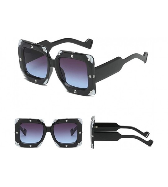 Goggle Fashion Men Women Large Frame Oversize Sunglasses Rhinestone Decorated Sun Glasses - B - C818TY49HRD $20.12