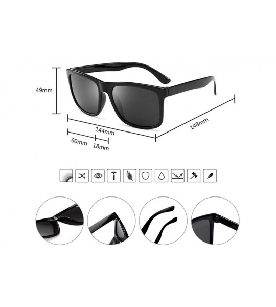 Square Polarized Sunglasses for Men TR90 Unbreakable Mens Sunglasses Driving Sun Glasses For Men/Women - CA18G3E4MKI $26.31