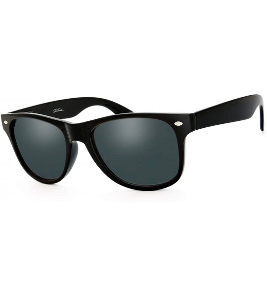 Wayfarer Classic Shaped Horn Rimmed Sunglasses Spring Temple for Men Women - 12-black(soft Rubber Finish) - CW18DYMKR4R $19.42