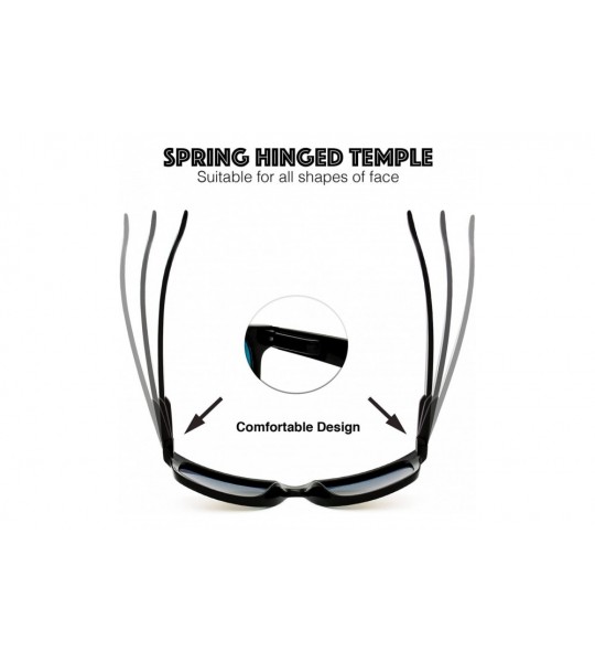 Wayfarer Classic Shaped Horn Rimmed Sunglasses Spring Temple for Men Women - 12-black(soft Rubber Finish) - CW18DYMKR4R $19.42