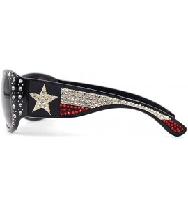 Rectangular Women Sunglasses UV 400 Western Floral Concho Bling Bling Collection Ladies Sunglasses - Navy-national Flag - C91...