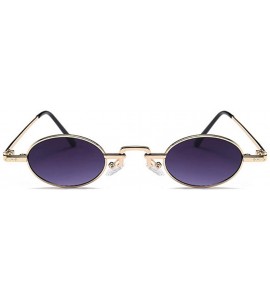 Rectangular Unisex Vintage Oval Glasses Small Metal Frames Sunglasses UV400 - Gold Gray - C518NE3X59D $21.14