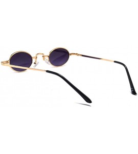 Rectangular Unisex Vintage Oval Glasses Small Metal Frames Sunglasses UV400 - Gold Gray - C518NE3X59D $21.14