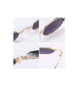 Rectangular Unisex Vintage Oval Glasses Small Metal Frames Sunglasses UV400 - Gold Gray - C518NE3X59D $21.14