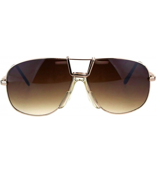 Aviator Mens Fashion Sunglasses Vintage Designer Style Square Aviators UV 400 - Gold (Brown) - C518NUUUSRY $19.30