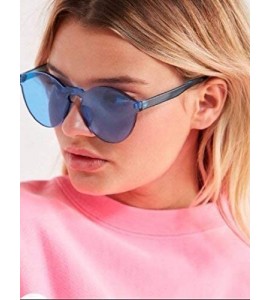 Wayfarer Colorful One Piece Transparent Round Super Retro Sunglasses - Blue - CL17YEHQ4N7 $20.22