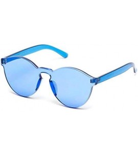 Wayfarer Colorful One Piece Transparent Round Super Retro Sunglasses - Blue - CL17YEHQ4N7 $20.22