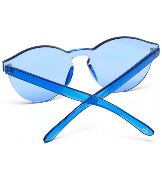 Wayfarer Colorful One Piece Transparent Round Super Retro Sunglasses - Blue - CL17YEHQ4N7 $20.22