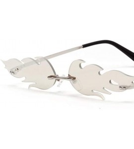 Goggle 2pcs Fire Flame Sunglasses Rimless Wave Sun Glasses Eyewear Gold Silver - C8197SGU03W $24.62