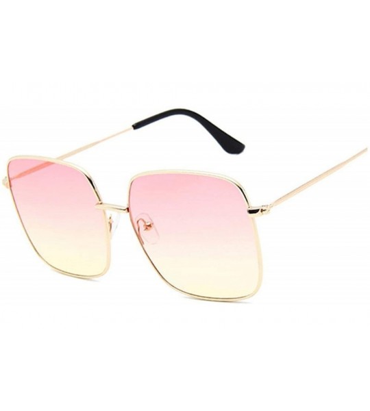 Square Retro Big Square Sunglasses Women Brand Designer Pink Sun Glasses Ladies Alloy Quality Female Oculus De Sol - CO197Y72...