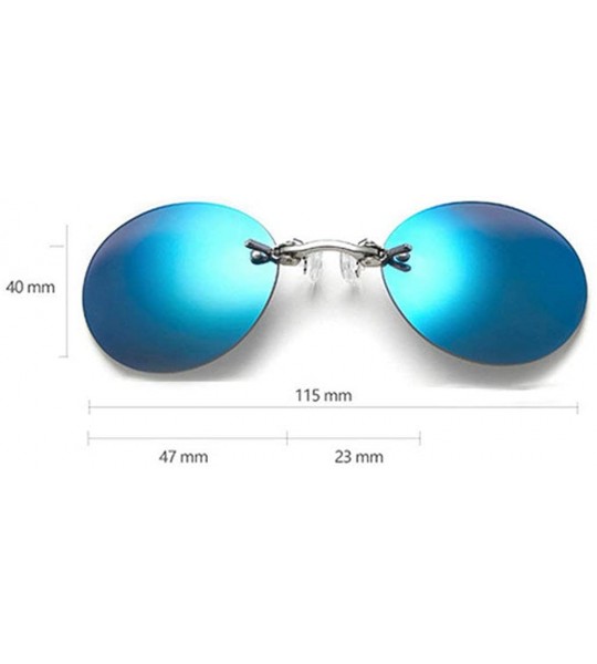 Oval Fashion Round Small Frame Brand Designer clip on the nose Sunglasses Men Sun glasses UV400 - Blue - C718S407558 $23.36