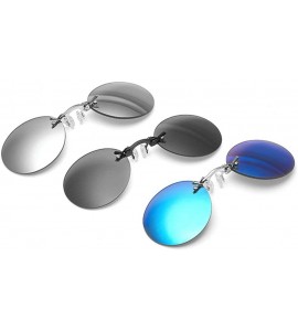 Oval Fashion Round Small Frame Brand Designer clip on the nose Sunglasses Men Sun glasses UV400 - Blue - C718S407558 $23.36