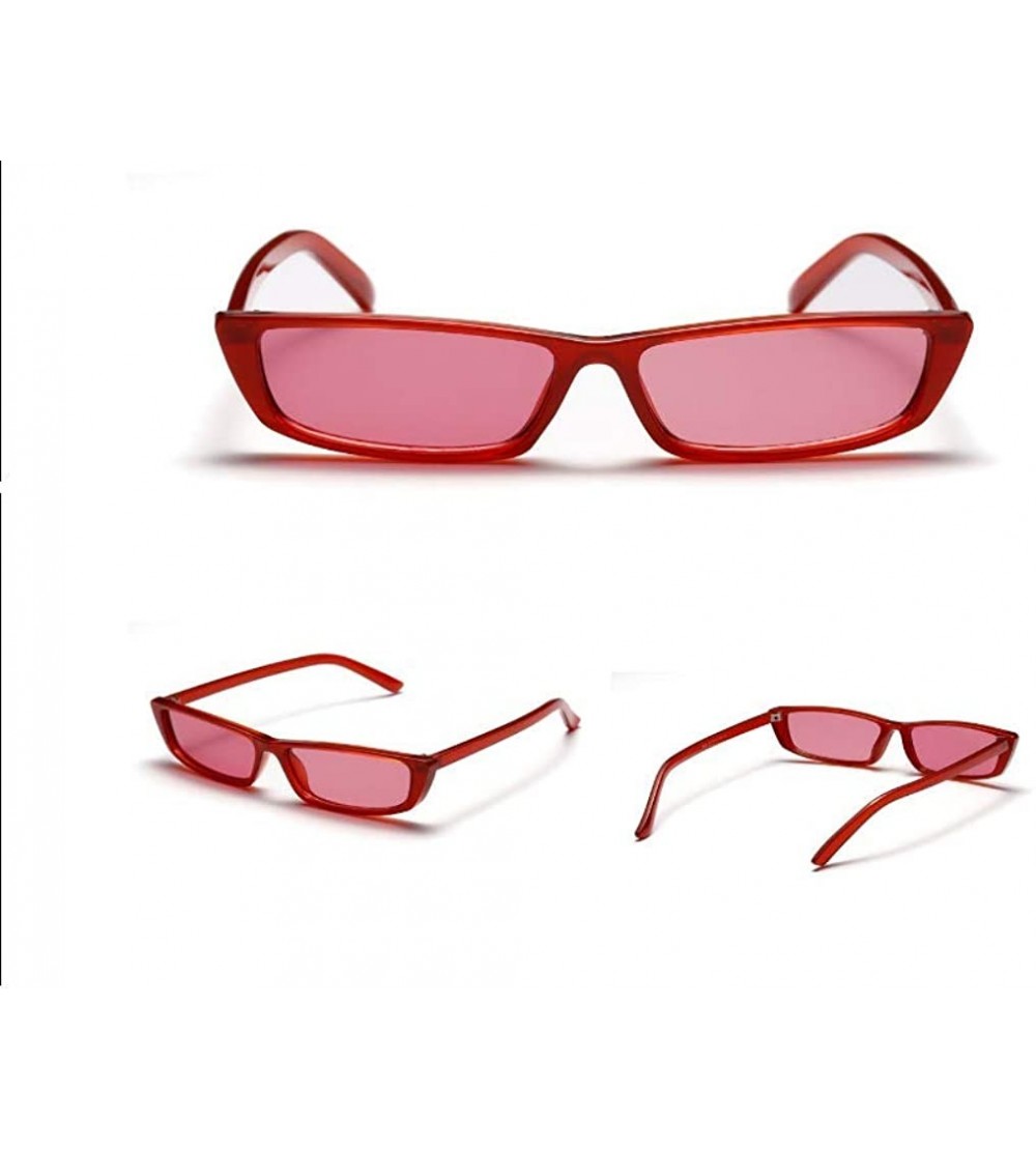 Rectangular Unisex Vintage Sunglasses Triangle Womens - Red - C118HWI53CD $17.67