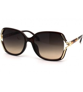 Rectangular Womens Exposed Lens Side Chic Plastic Butterfly Sunglasses - All Brown - C618ZWOIIU8 $23.70