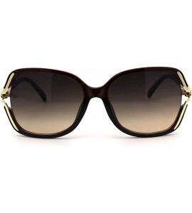 Rectangular Womens Exposed Lens Side Chic Plastic Butterfly Sunglasses - All Brown - C618ZWOIIU8 $23.70