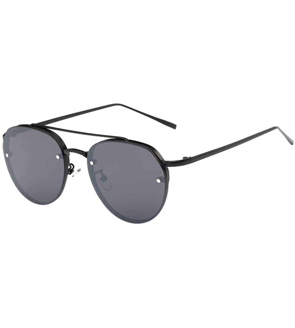 Rimless Fashion Circular Sunglasses Street Fashion Metal Frame Women Sunglasses - C - CT18S4KZ2RO $17.09