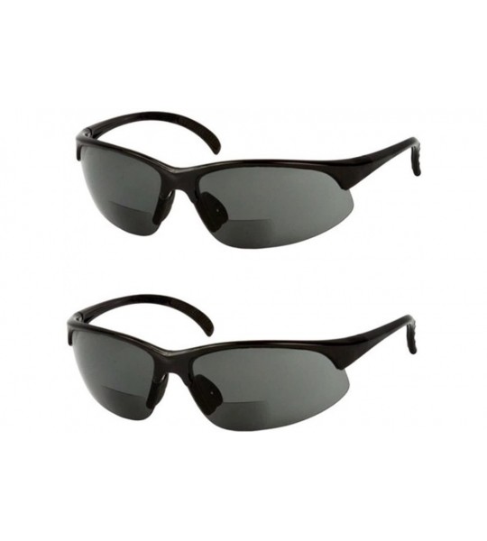 Wrap 2 Pair of Bifocal Half Rim Sports Style - Yellow/Smoke Lens - Outdoor Reading Sunglasses - Black/Black - CW187QQ066C $34.51