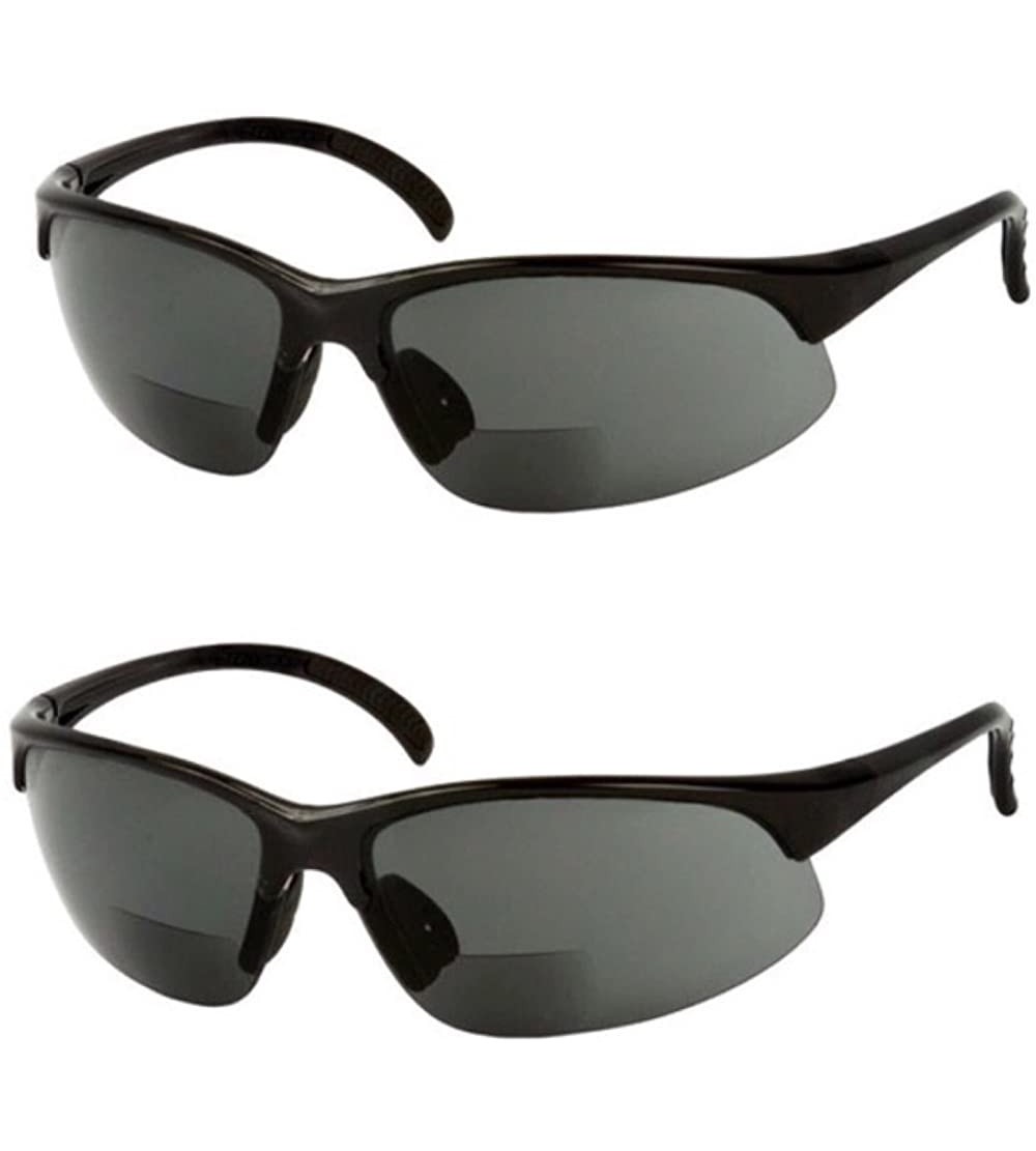 Wrap 2 Pair of Bifocal Half Rim Sports Style - Yellow/Smoke Lens - Outdoor Reading Sunglasses - Black/Black - CW187QQ066C $34.51