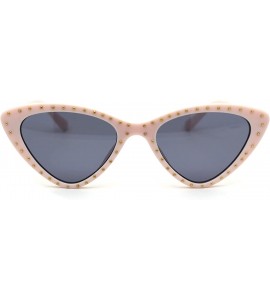 Cat Eye Womens Metal Stud Trim Gothic Cat Eye Plastic Sunglasses - Pink Solid Black - CX18YTL3CHN $22.73