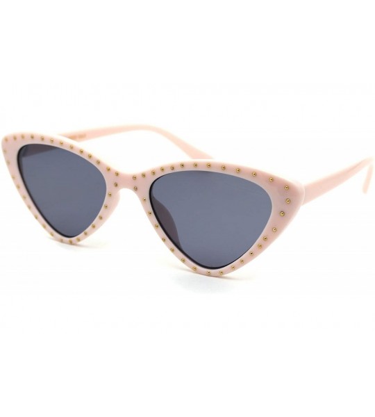 Cat Eye Womens Metal Stud Trim Gothic Cat Eye Plastic Sunglasses - Pink Solid Black - CX18YTL3CHN $22.73