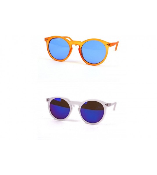 Round Retro Fashion Round Frame Sunglasses P2122 - CY11U5YC5E7 $21.76