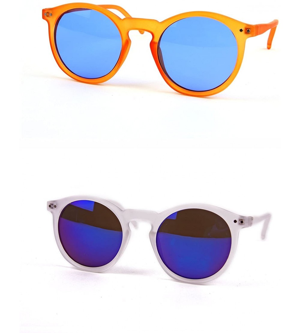 Round Retro Fashion Round Frame Sunglasses P2122 - CY11U5YC5E7 $21.76