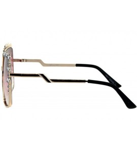 Square Womens Rhinestone Sparkling Rectangular Butterfly Metal Rim Sunglasses - Gold Purple Pink - CQ18I4G39Y0 $25.45