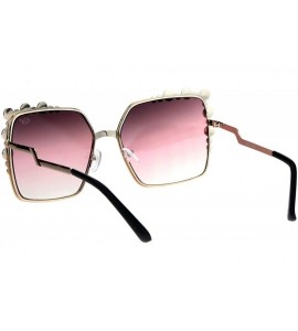 Square Womens Rhinestone Sparkling Rectangular Butterfly Metal Rim Sunglasses - Gold Purple Pink - CQ18I4G39Y0 $25.45