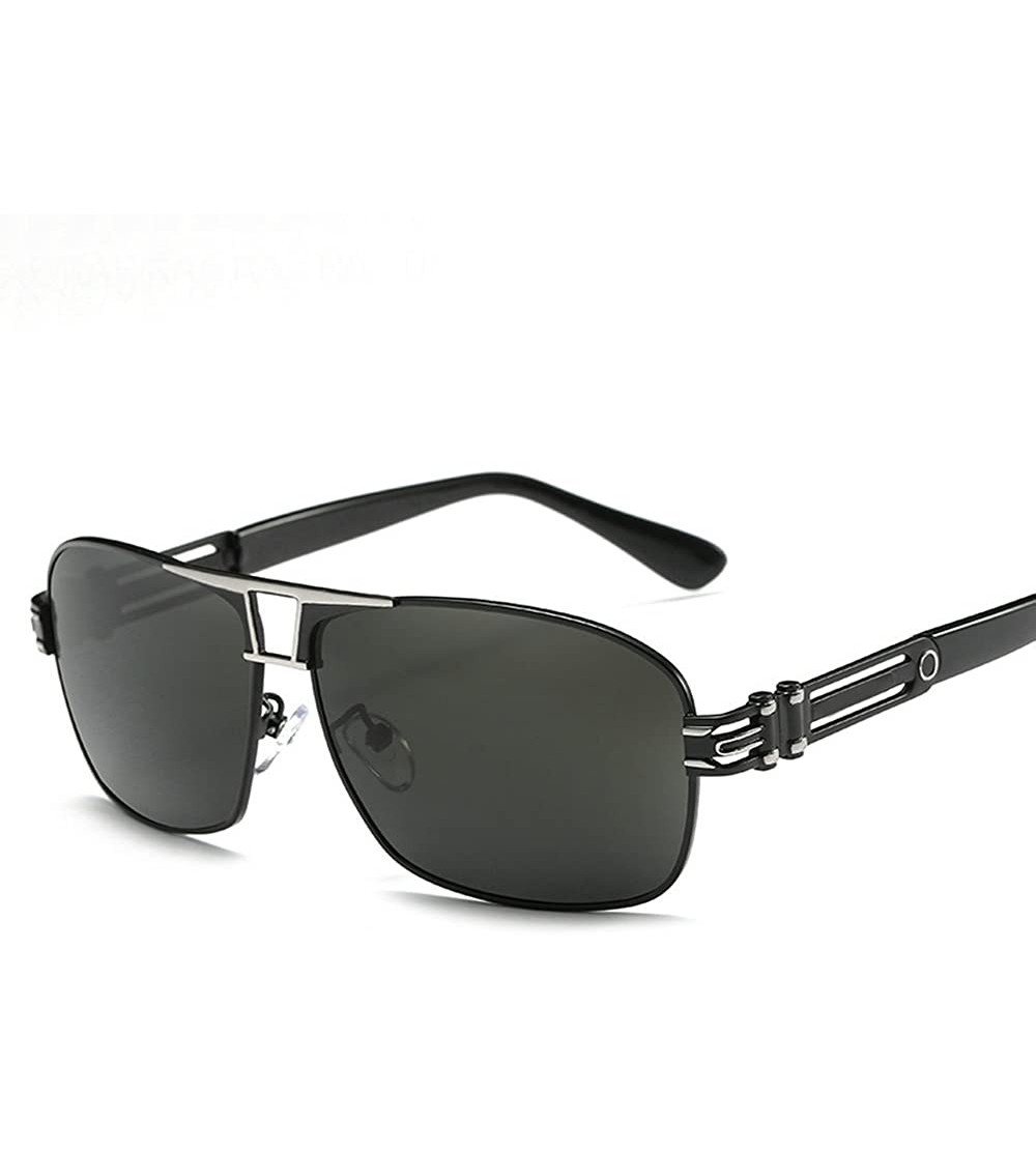 Sport Polarized Sunglasses for Men UV400 Protection Mirror Lenses Square Eyewear - Gun/Black - CV12O8713DL $30.75