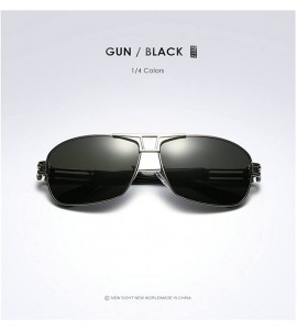 Sport Polarized Sunglasses for Men UV400 Protection Mirror Lenses Square Eyewear - Gun/Black - CV12O8713DL $30.75