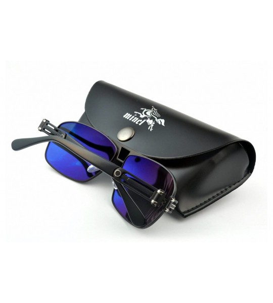 Sport Polarized Sunglasses for Men UV400 Protection Mirror Lenses Square Eyewear - Gun/Black - CV12O8713DL $30.75