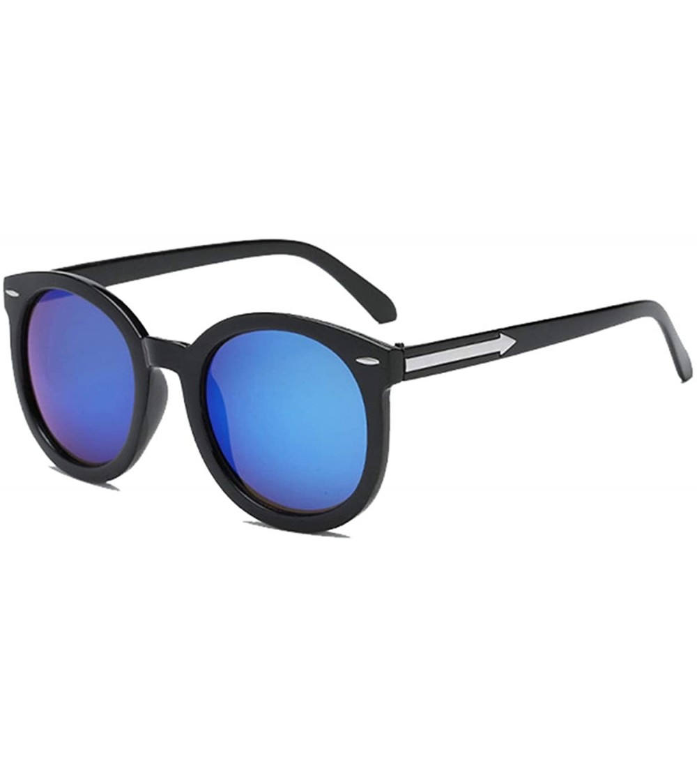 Round Polarized Sunglasses Protection Fashion Glasses - Black Blue - C118TOI7N3M $28.25