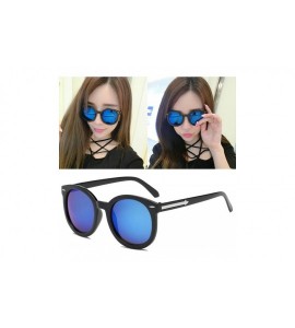 Round Polarized Sunglasses Protection Fashion Glasses - Black Blue - C118TOI7N3M $28.25