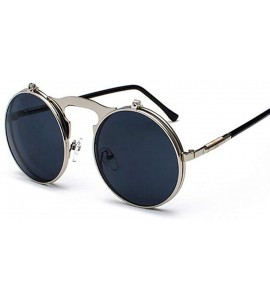 Aviator Metal Steampunk Sunglasses Men Women Fashion Round Glasses Brand GoldGray - Goldgray - CC18Y3ONQ2X $19.35