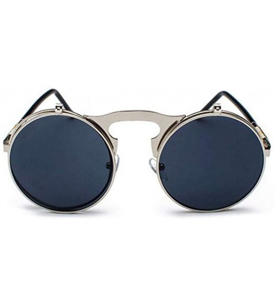 Aviator Metal Steampunk Sunglasses Men Women Fashion Round Glasses Brand GoldGray - Goldgray - CC18Y3ONQ2X $19.35