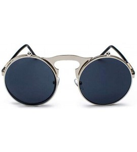 Aviator Metal Steampunk Sunglasses Men Women Fashion Round Glasses Brand GoldGray - Goldgray - CC18Y3ONQ2X $19.35