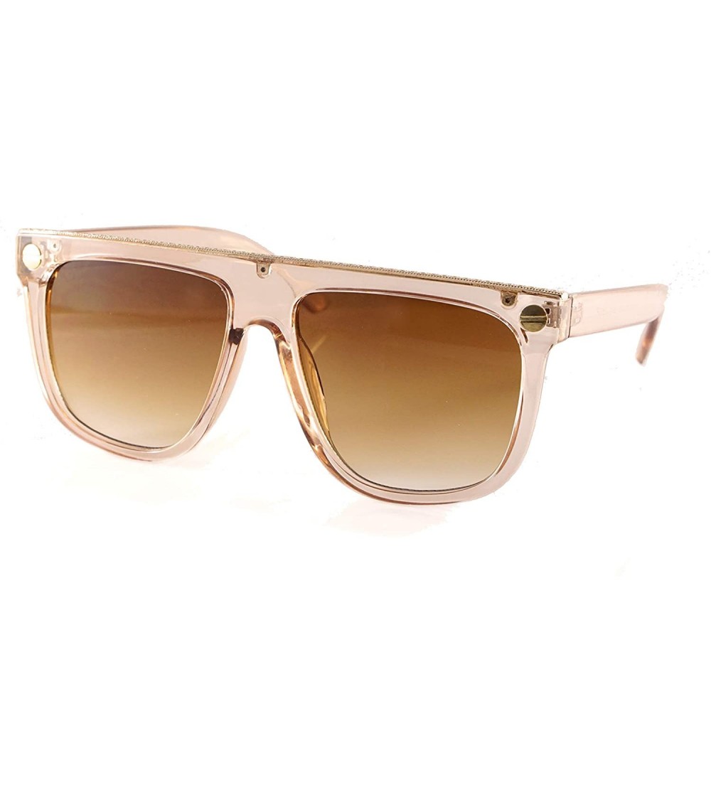 Square Engraved Metal Deco Flat Top Mod Sunglasses A295 - Amber Brown - CW18Z4A4LMG $23.78