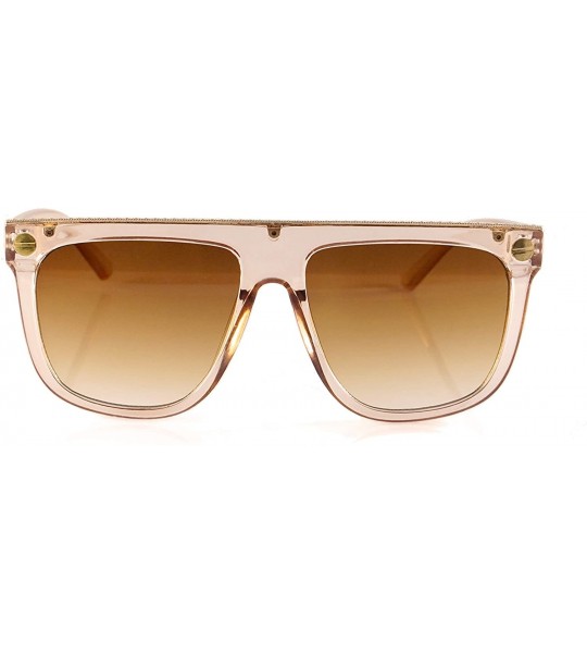 Square Engraved Metal Deco Flat Top Mod Sunglasses A295 - Amber Brown - CW18Z4A4LMG $23.78